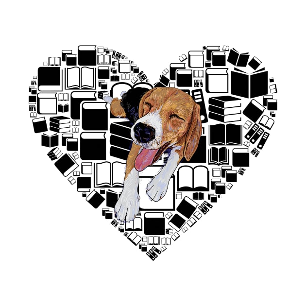 Beagle in books of heart by Reading Dogs