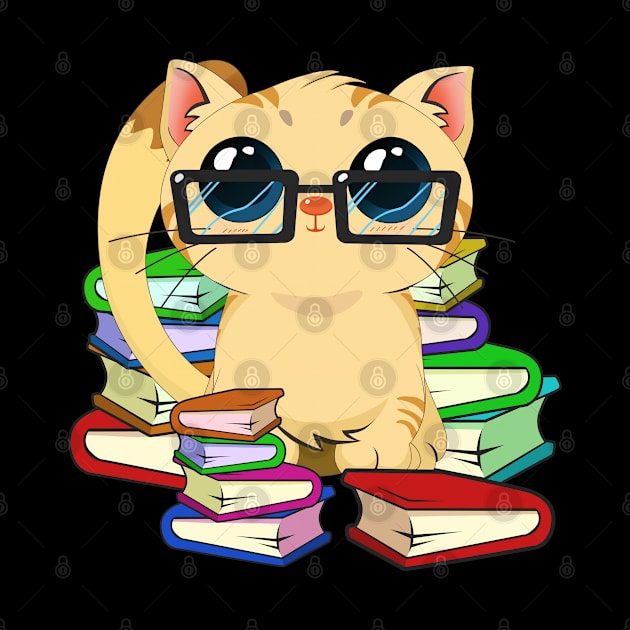 Chibi Anime Cat Book Lover by TheBeardComic