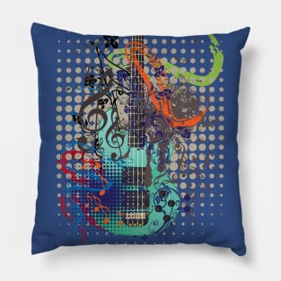 Grunge Guitar Illustration Pillow