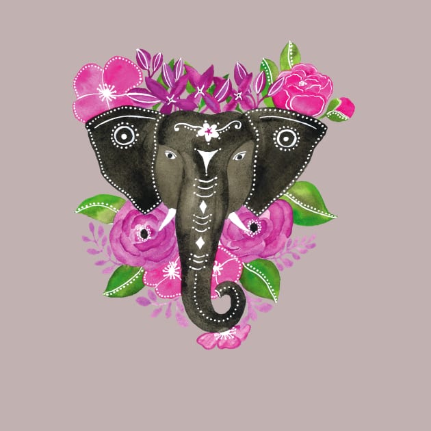 Grey Elephant - Flower art by Veda Murthy Art