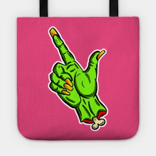 Pick Your Nose Zombie Pointing Finger Green Cartoon Tote