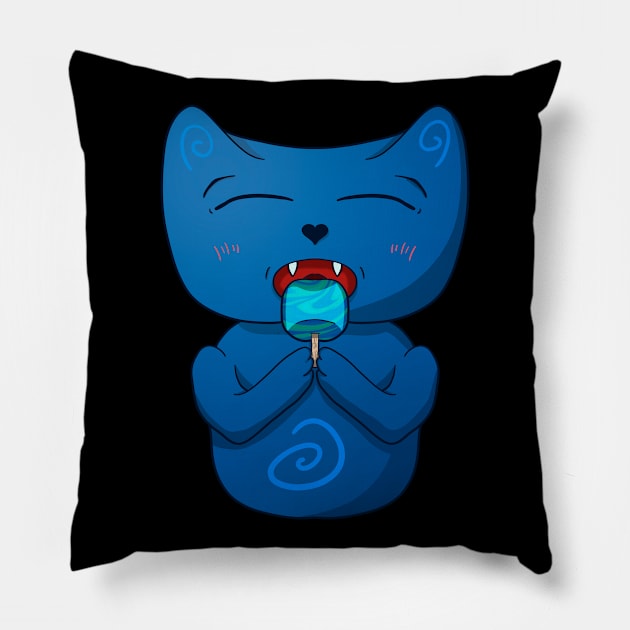 Cat ice cream fanatic Pillow by Souremat