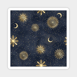 Sun Moon and Stars Blue Sky Magnet