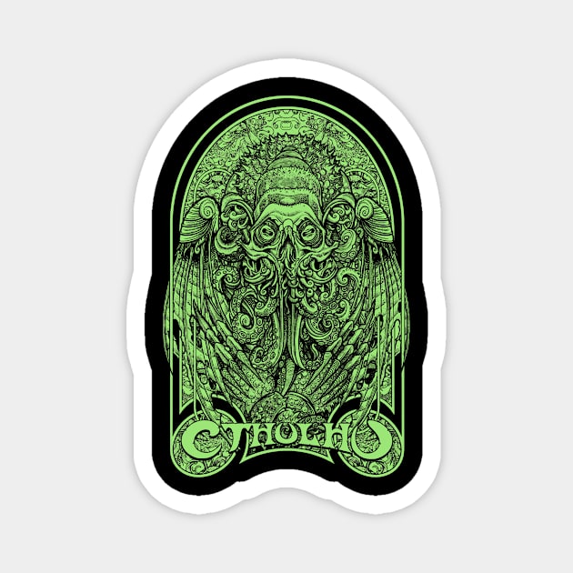 God Cthulhu Green (Black Print) Magnet by Miskatonic Designs