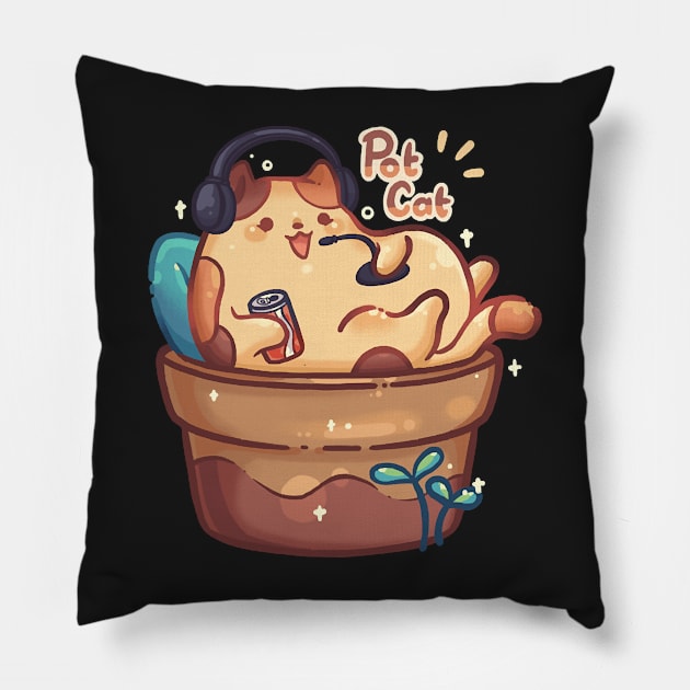 Pot Cat Pillow by Mayla90