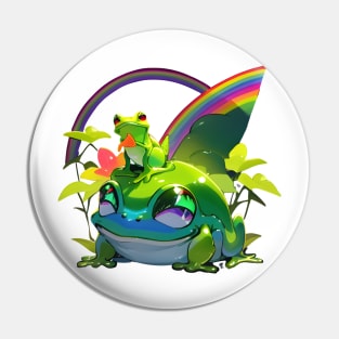 Frog double rainbow Pin