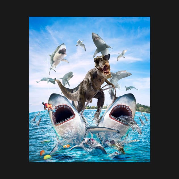 Dinosaur Riding Sharks by Random Galaxy