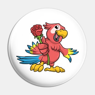 Parrot with yellow Beak and red Rose Pin