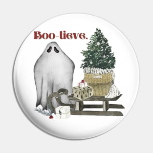 Boo-Lieve (Believe) Holiday Winter Ghost Pin