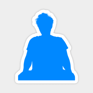 Seated man blue silhouette. Magnet