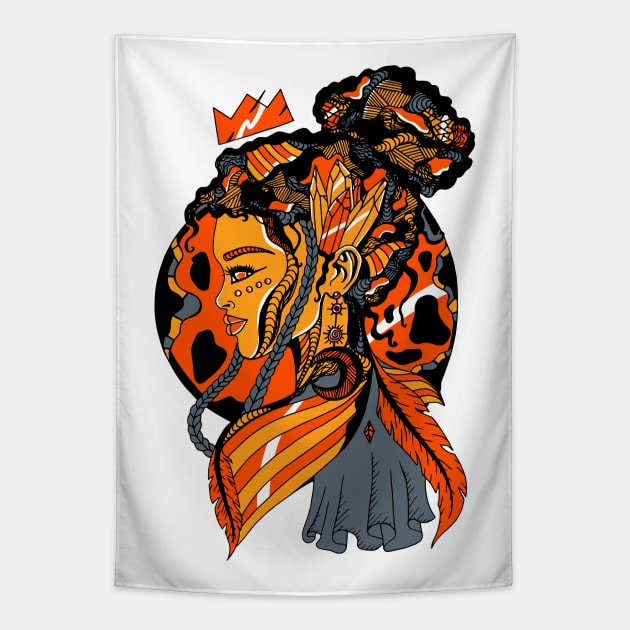 Orangrey Beauty Queen Tapestry by kenallouis