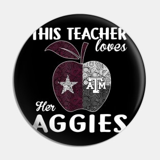 Texas M Aggies This Teacher - Apple T-Shirt - Apparel Pin