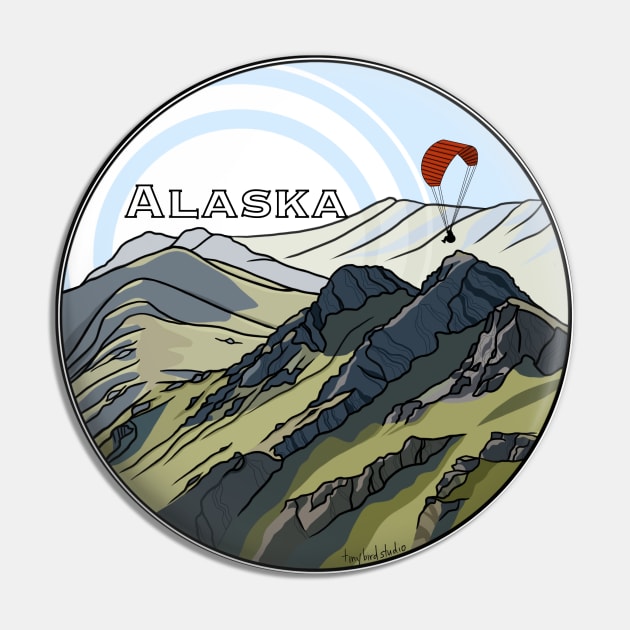 Alaskan Mountain Design Pin by Tiny Bird Studio