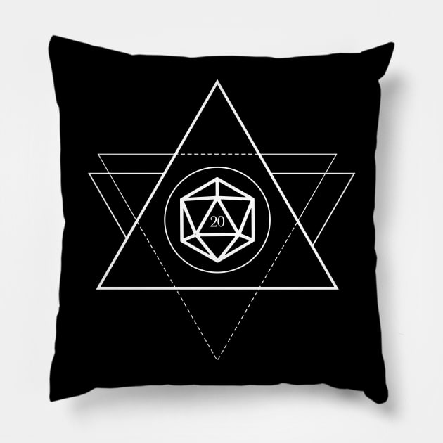 D20 Dice Star Geometric Shapes TRPG Tabletop RPG Gaming Addict Pillow by dungeonarmory