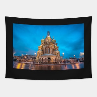 Church of Savior on Spilled Blood in Saint Petersburg, Russia at night Tapestry