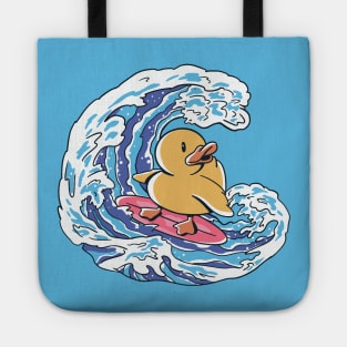 Funny Surfing Rubber Ducky Great Wave Japanese Illustration Tote