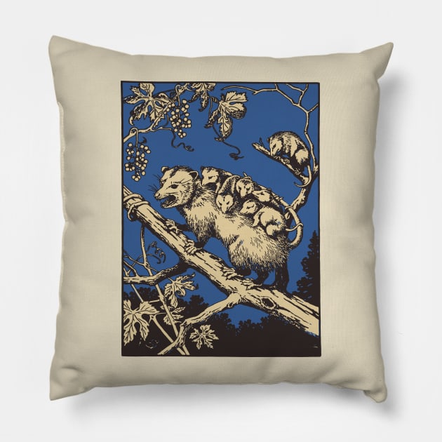 Opposum vintage engraving Pillow by Dystopianpalace