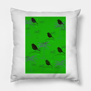 black robin and ponga tree nz Pillow