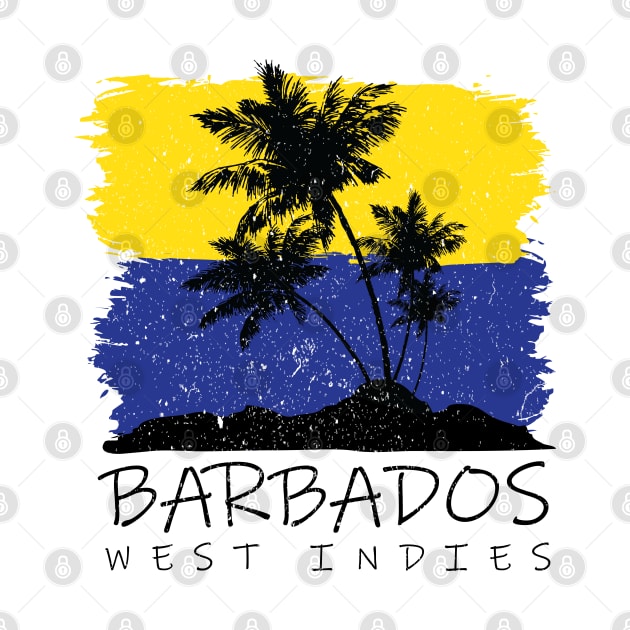 Barbados National Colors with Palm Silhouette by IslandConcepts