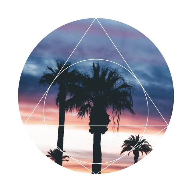 Sunset Palm Trees Geoemtric Photography by deificusArt