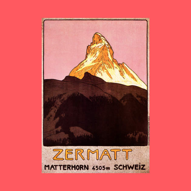 Vintage Travel Poster with the Matterhorn by MasterpieceCafe