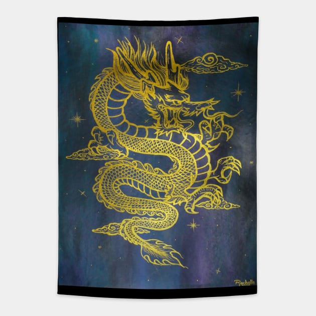 Golden Dragon Tapestry by Rororocker