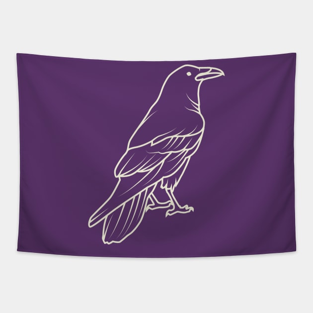 Raven Aesthetic Lineart Tapestry by crissbahari