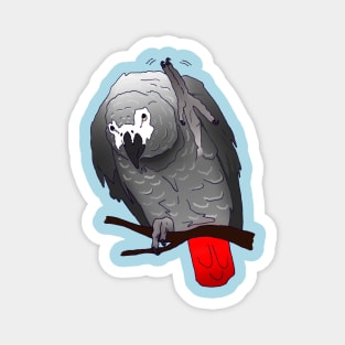 African Grey Parrot Perching Waving on a Branch Magnet