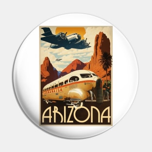 Arizona Saguaro Desert Vintage Travel Art Poster Pin