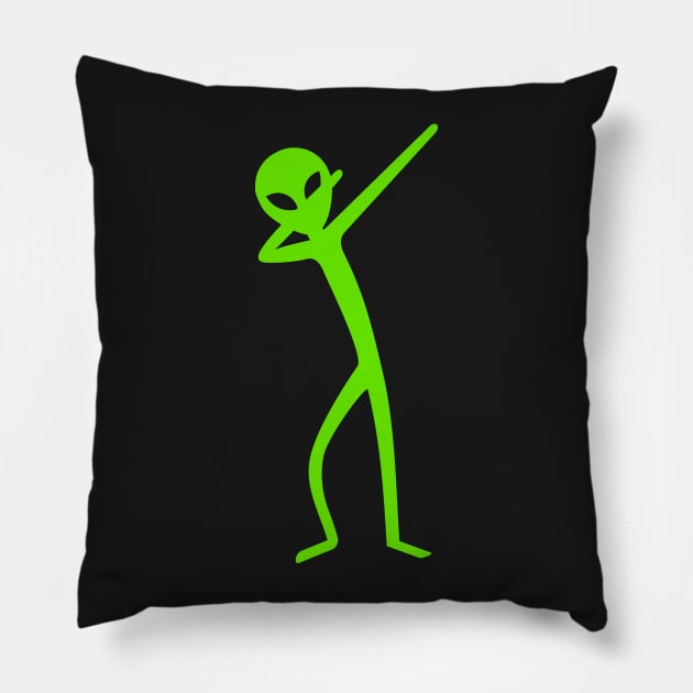 Dabbing Stick Figure - Green ALIEN Pillow by EDDArt