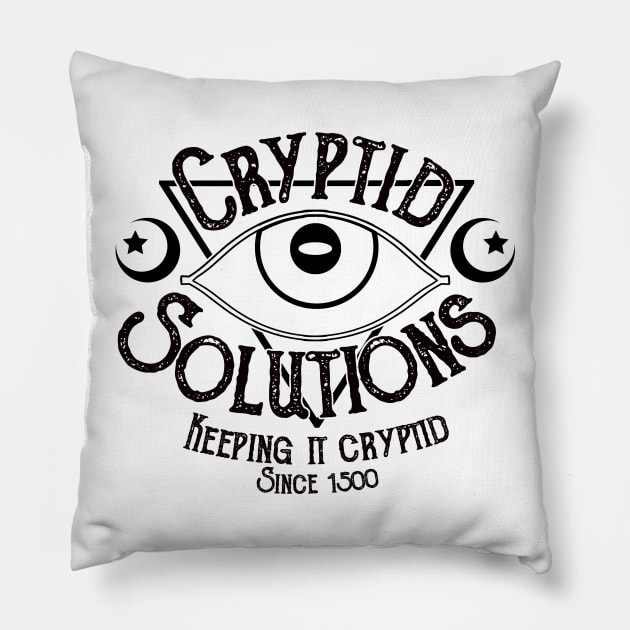 Cryptid Solutions (WHITE) Pillow by RileyOMalley