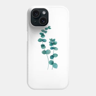 green eucalyptus leaf watercolor Phone Case