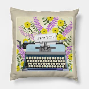 Free Soul Vintage Collage - Inspirational Writer Gift Pillow