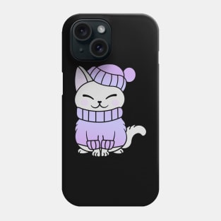 Cute Cozy Colorful Snow Winter Cat Kitty Phone Case