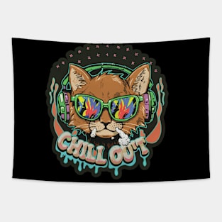 Pop Culture Cat in Hip Hop Gear Tapestry