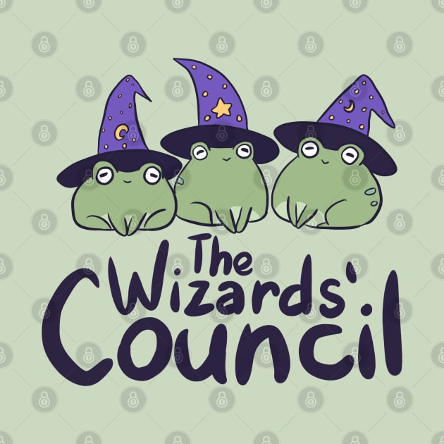 The wizards council a cute wizard frogs wearing a magic hats by Yarafantasyart