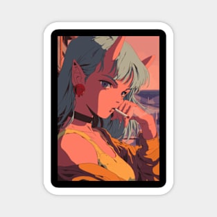 Retro Anime Demon Girl Magnet