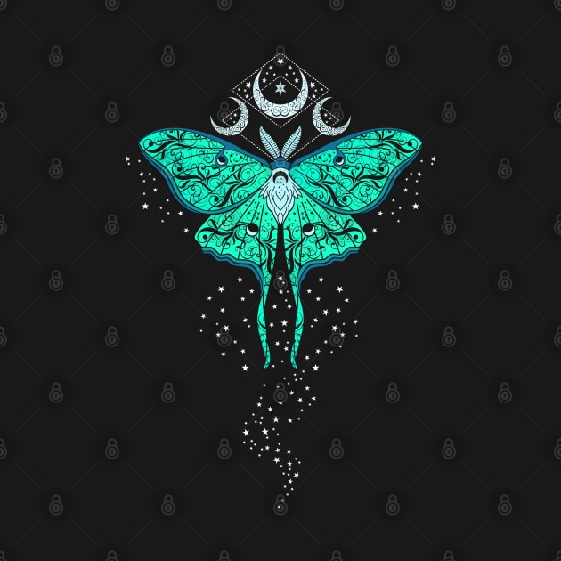 Celestial Magic Luna Moth in Teal by RavenWake