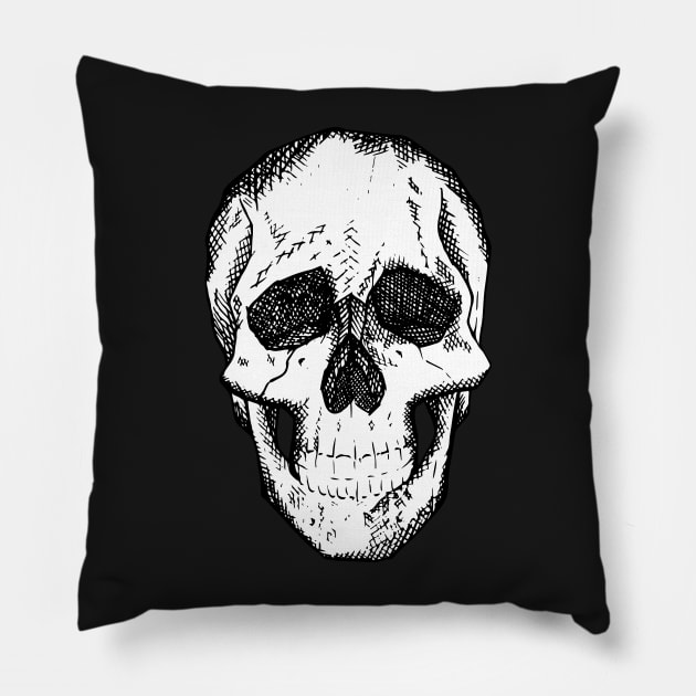 Crosshatch Skull by Skye Rain Art Pillow by Skye Rain Art