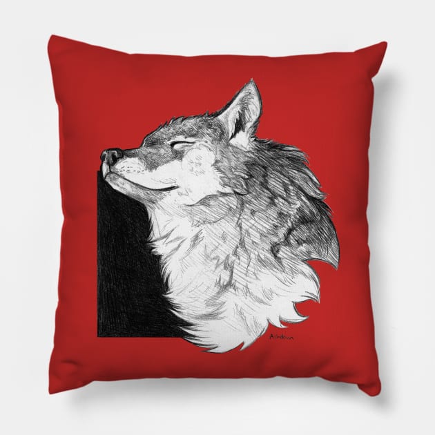 Sunny Wolf Pillow by Ashdoun