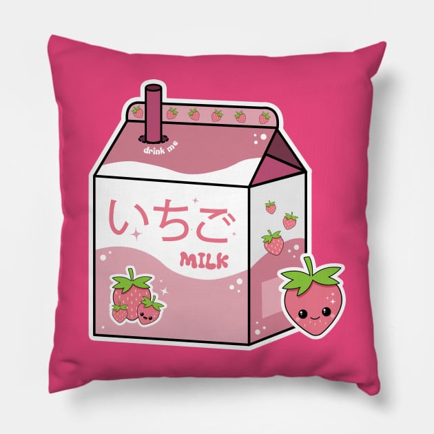 Kawaii Strawberry Milk Pillow by Sasyall
