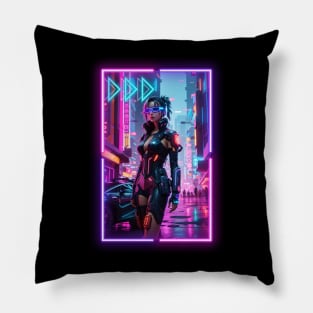 Cyberpunk City Girl! Pillow