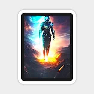 Human/Alien War - Decorated Battlefield Warrior - AI Generated Sci Fi Concept Art - Magnet