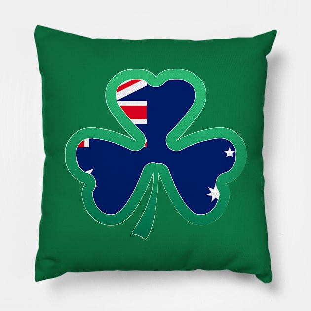 Australian Flag for st patricks day, Irish Shamrock Pillow by Myteeshirts