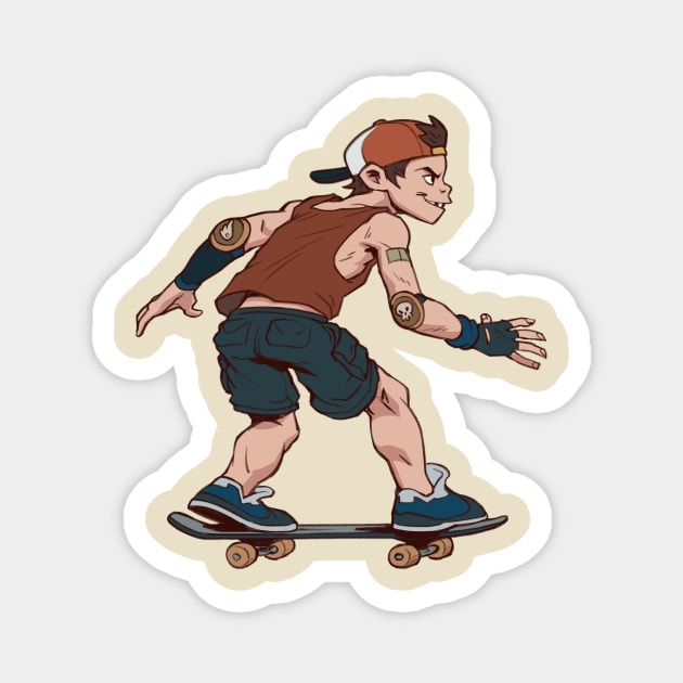 Red Skater Magnet by  KendallHaleArt