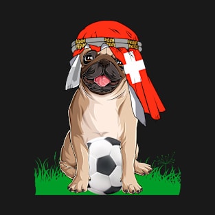 Cute Dog lovers Cute Pug Retro Switzerland Flag Pride T-Shirt