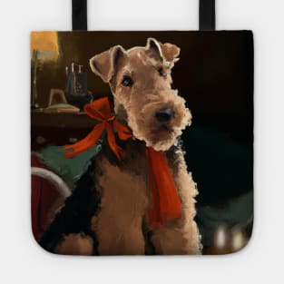 Cute Airedale Terrier Drawing Tote