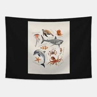 Ocean and marine life kids room art print Tapestry