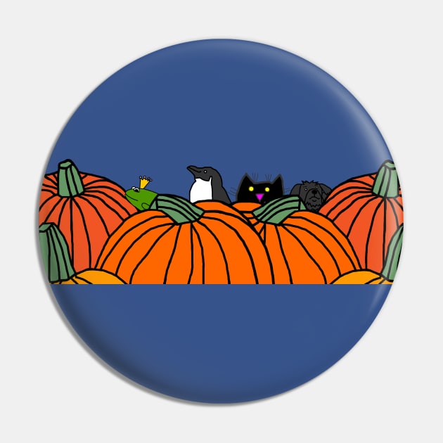 Cute Animals and Pumpkins Pin by ellenhenryart