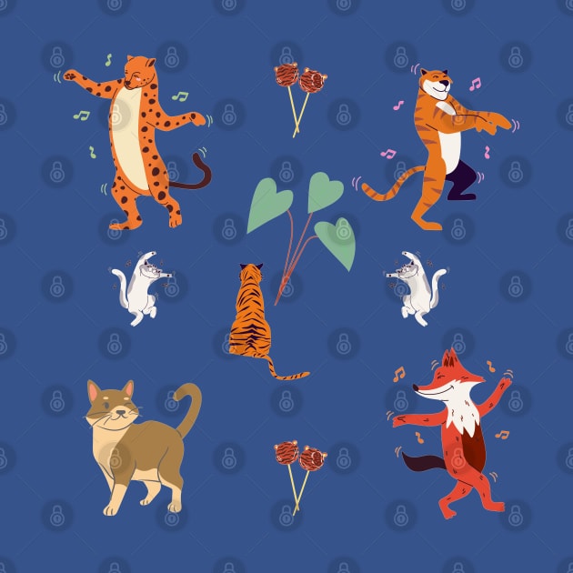 Groovy Tiger and Cat Dancing by In Asian Spaces